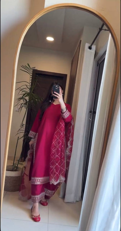 Sirat Designer Long Malay Satin Silk Fancy Suit