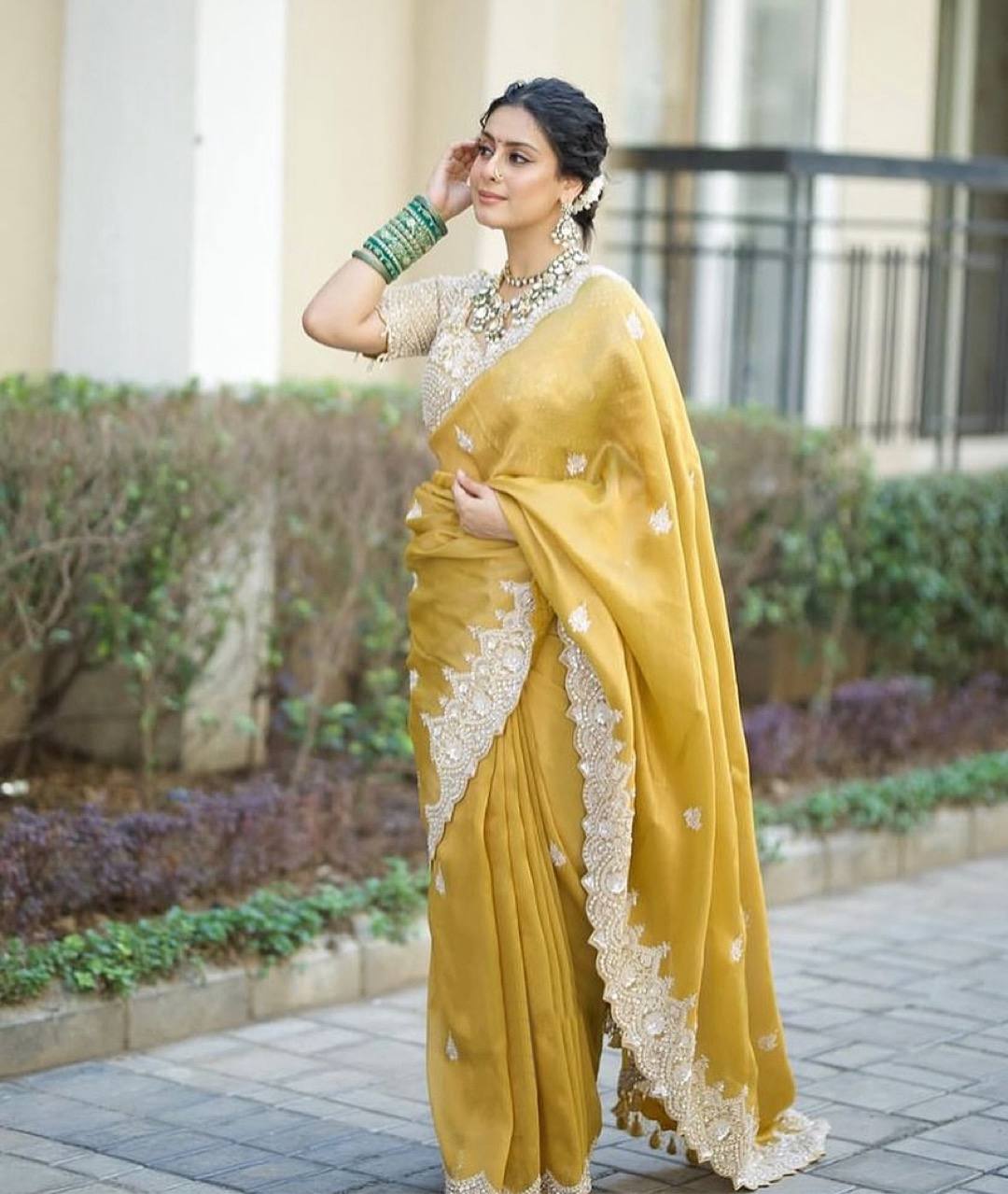 Golden Grace Embroidered Lace Charm Saree