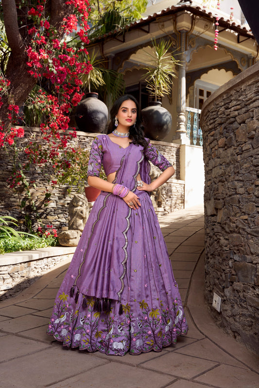 Jassica Graceful Symphony of Tradition Lavender Lehenga