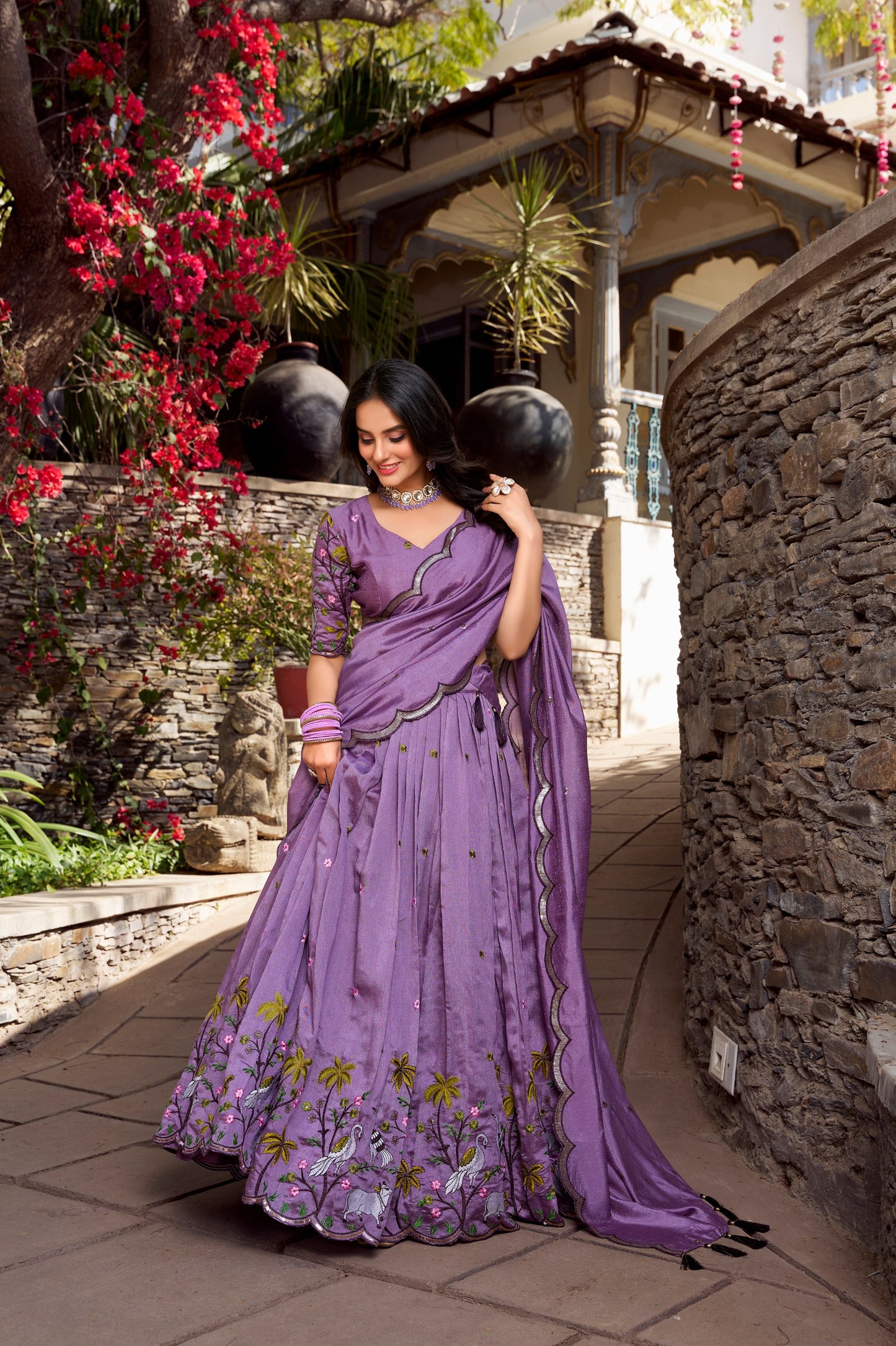 Jassica Graceful Symphony of Tradition Lavender Lehenga