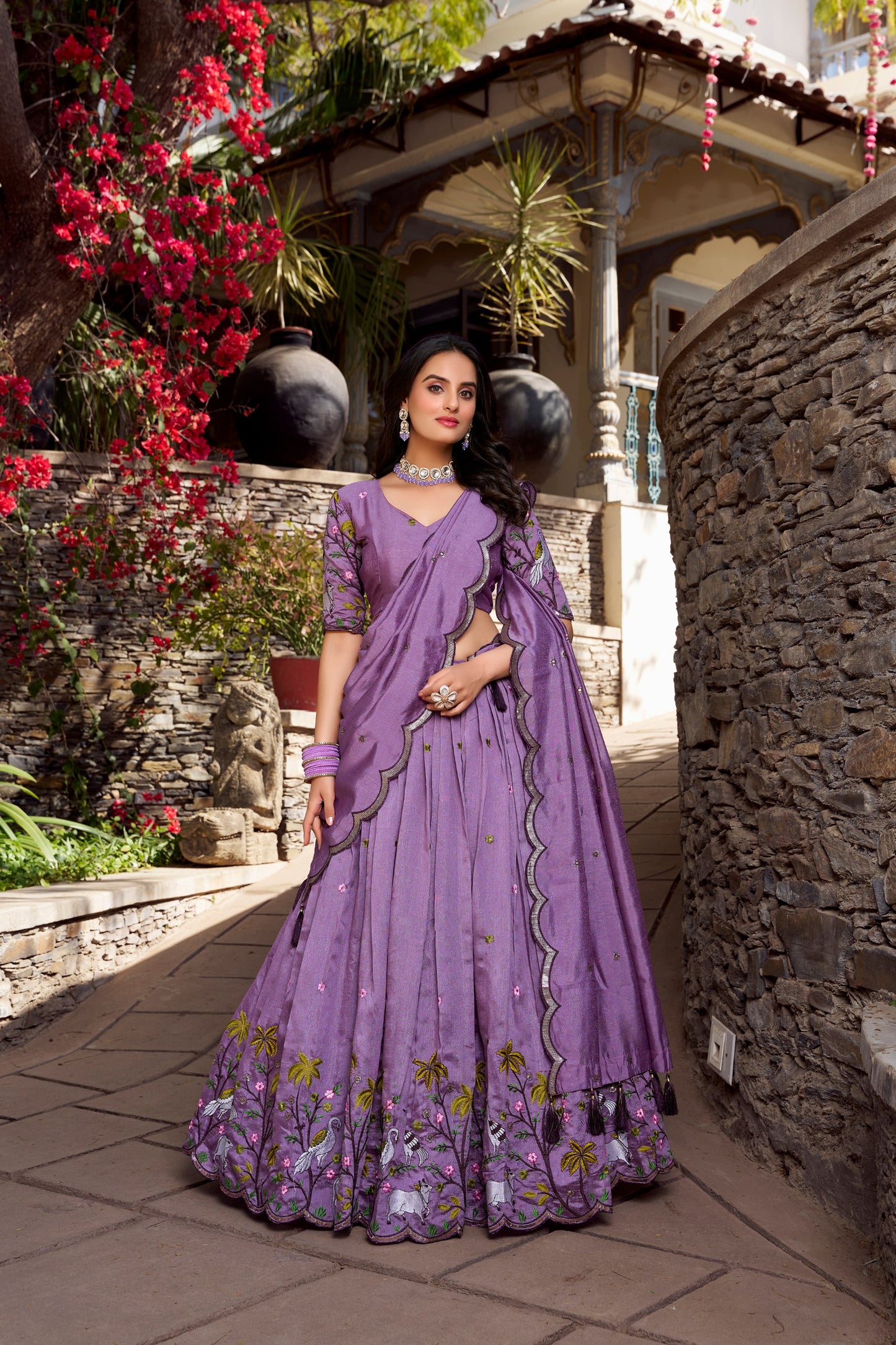Jassica Graceful Symphony of Tradition Lavender Lehenga