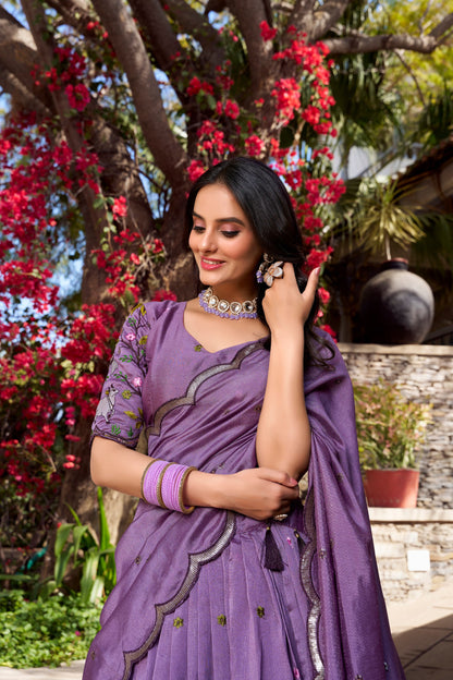 Jassica Graceful Symphony of Tradition Lavender Lehenga
