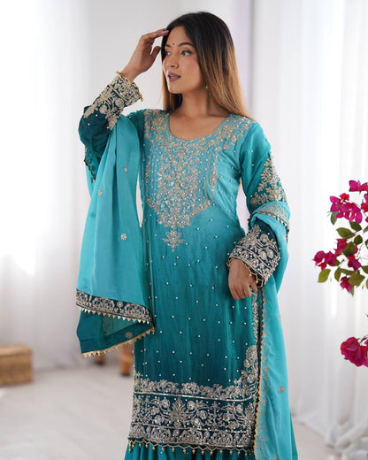 Aarnica Chinon silk Designer Party Wear Sharara