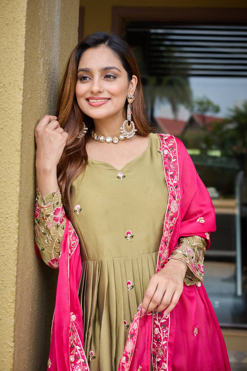 Zayna Garden Glory Olive Ensemble Gown