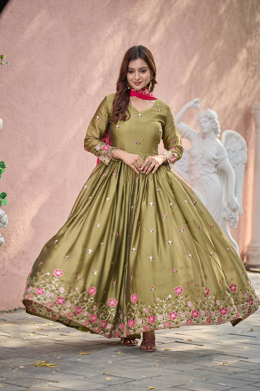 Zayna Garden Glory Olive Ensemble Gown