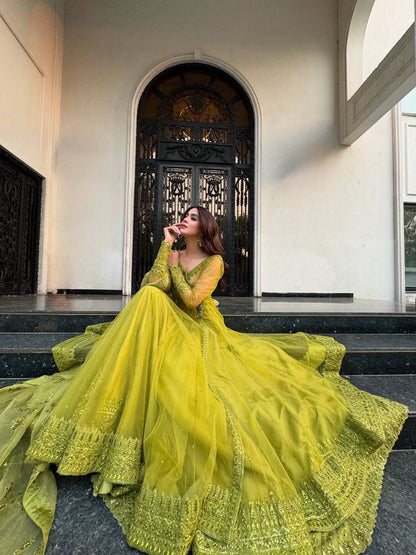 Miesha Butterfly net Designer Party Wear Gown Set