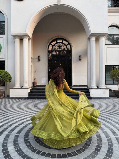 Miesha Butterfly net Designer Party Wear Gown Set