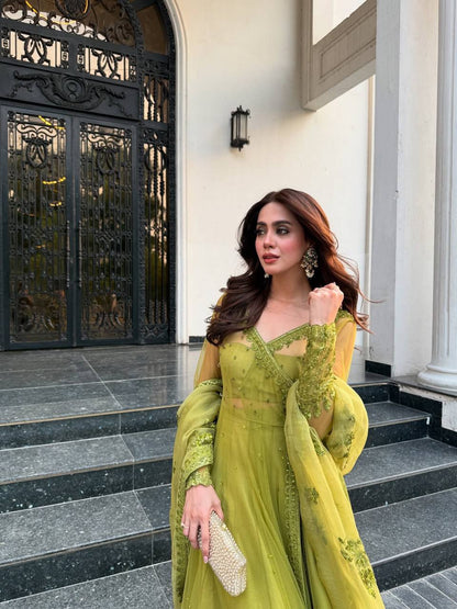 Miesha Butterfly net Designer Party Wear Gown Set