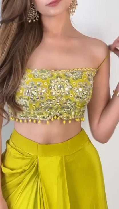 Alfiya Embroidered Draped Dhoti Set with Sheer Cape