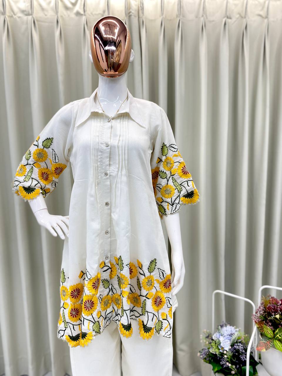 Misha Floral Simmer Vichitra Fabric Co-Ord Set