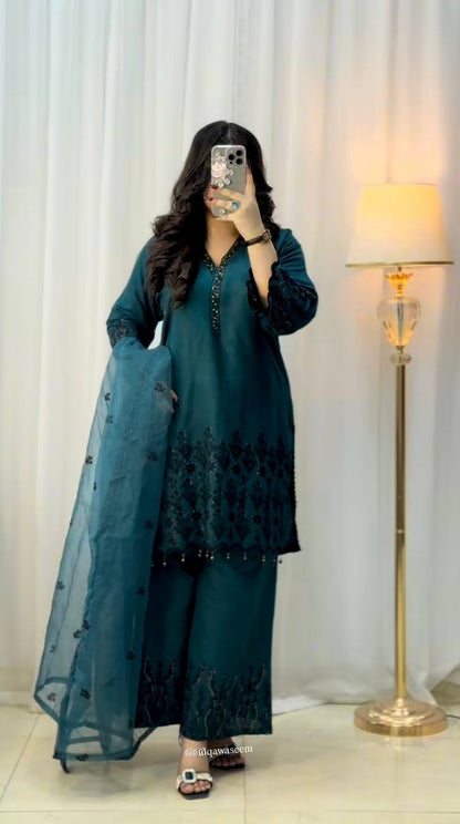 Nysa Designer Vichitra Silk Top Bottom And Dupatta Set