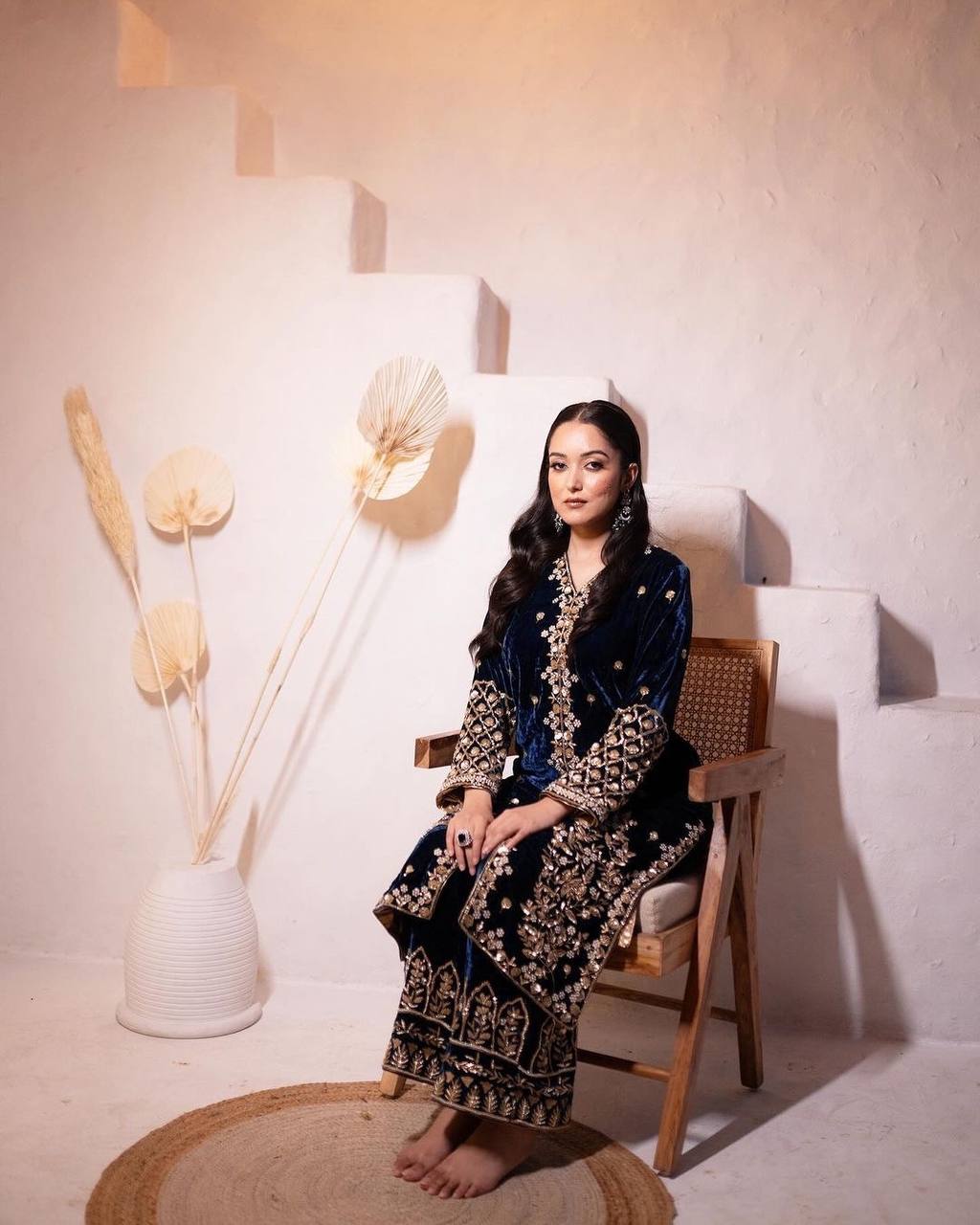 Afsara Velvet Signature Embroidered Kurti Plazzo Set