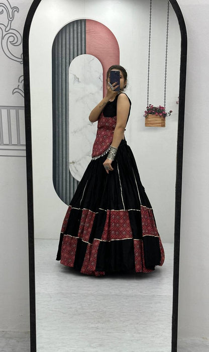 Rajwada Grace Black & Bandhej Fusion Lehenga Choli
