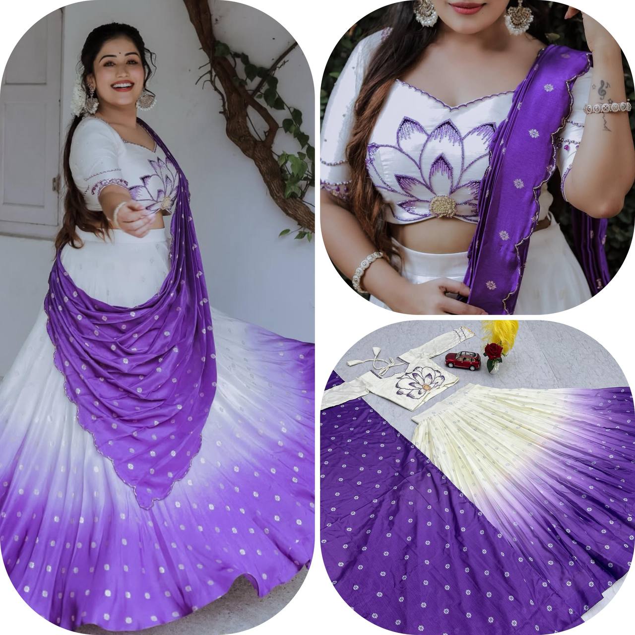 Inara White-to-purple Tradition Style Lehenga