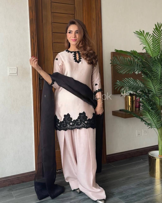 Garnet Glow French Creape Farsi Salwar Suit