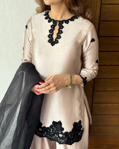 Garnet Glow French Creape Farsi Salwar Suit