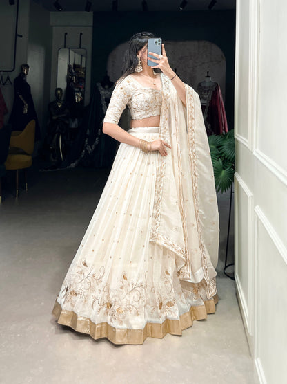 Zahreen Ethnic Silver Glosy Lehenga  Choli