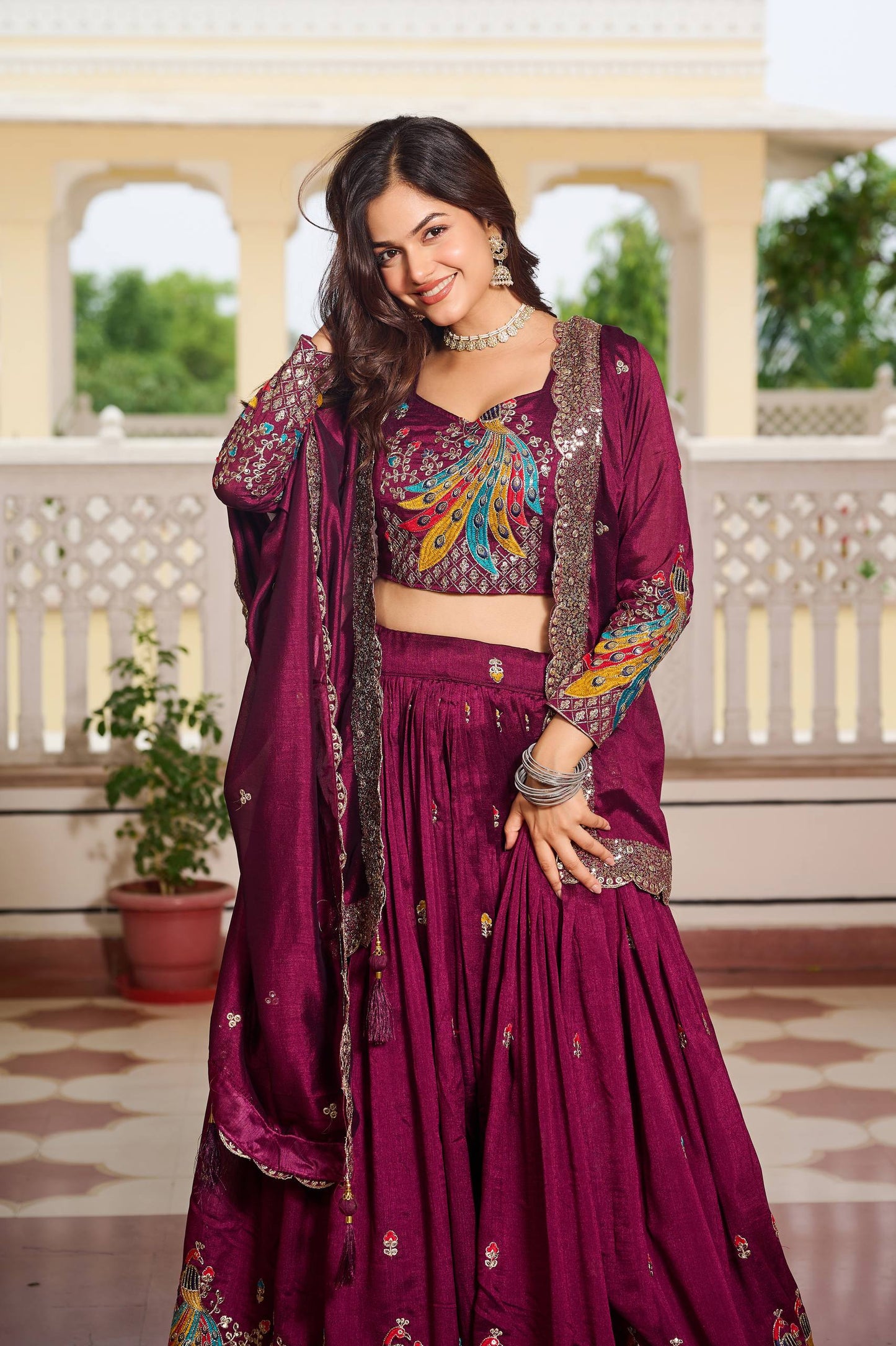 Naira’s Regal Aura Heavy Embroidery Sequence & Thred Work Lehenga Choli