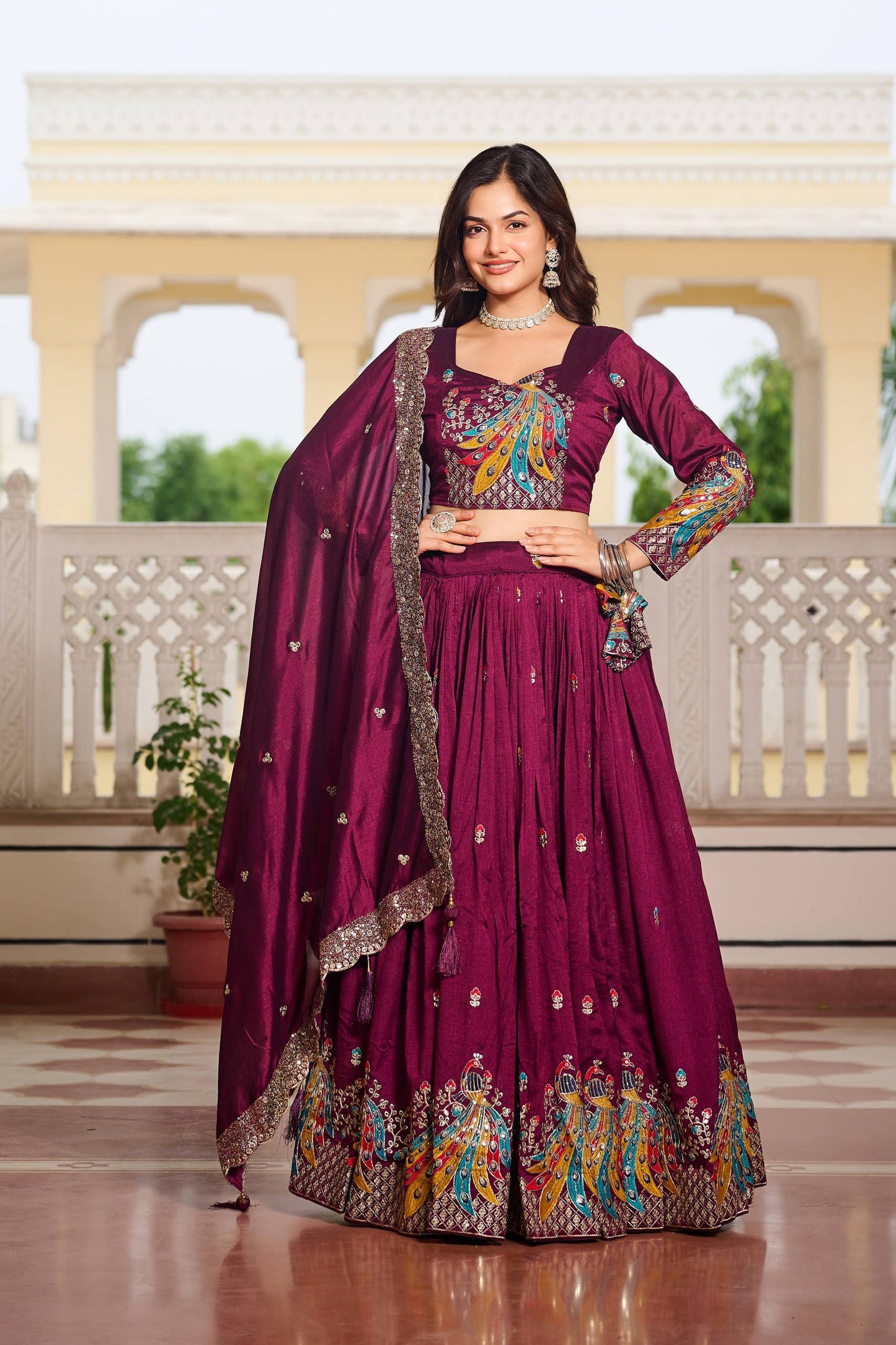 Naira’s Regal Aura Heavy Embroidery Sequence & Thred Work Lehenga Choli