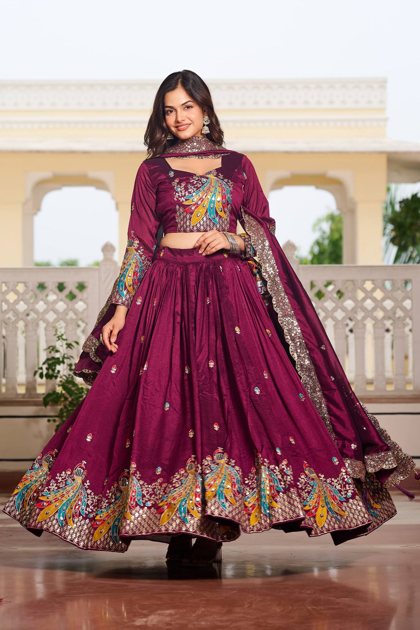 Naira’s Regal Aura Heavy Embroidery Sequence & Thred Work Lehenga Choli