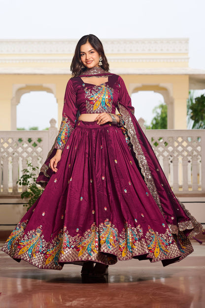 Naira’s Regal Aura Heavy Embroidery Sequence & Thred Work Lehenga Choli