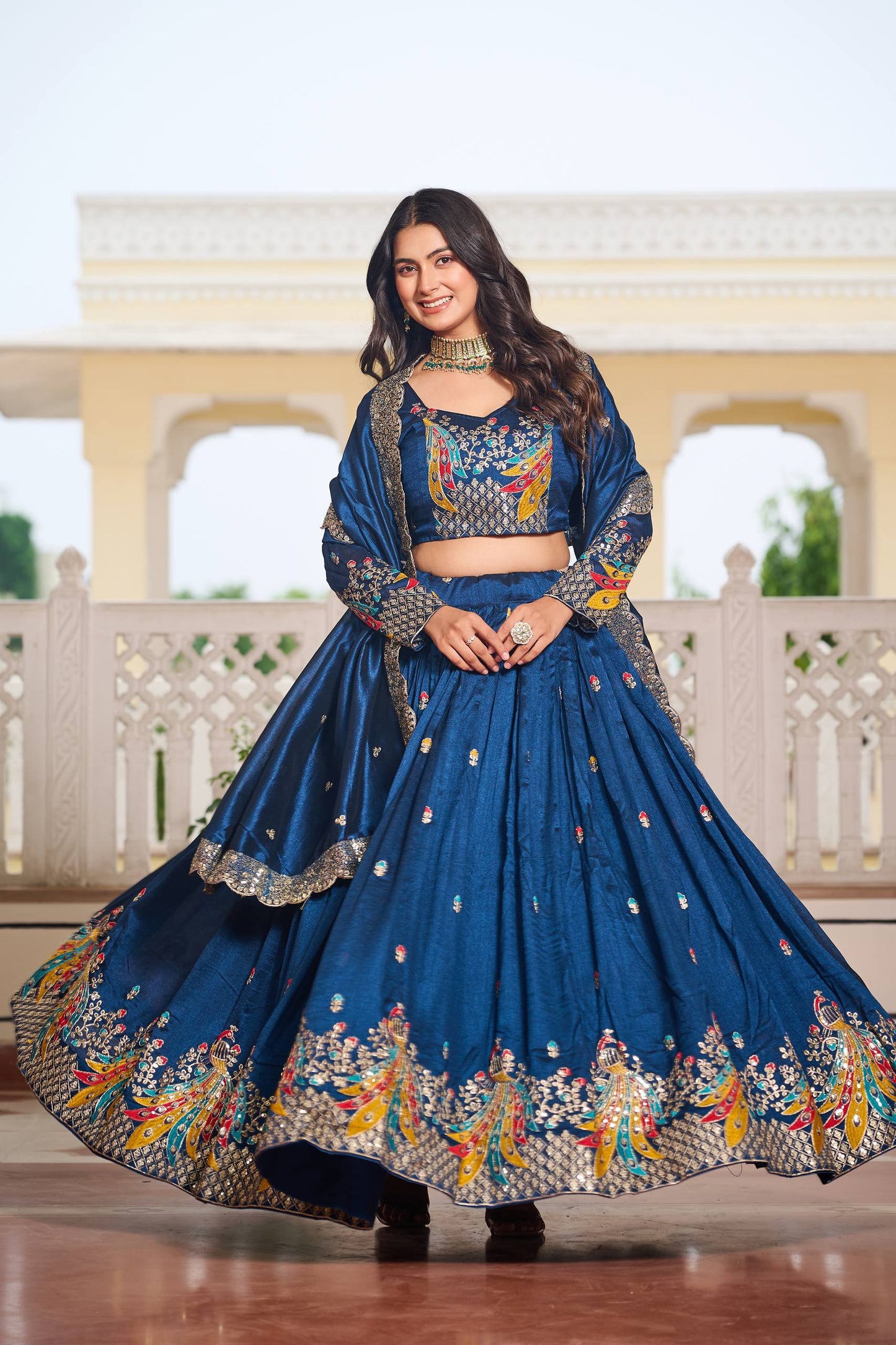 Naira’s Regal Aura Heavy Embroidery Sequence & Thred Work Lehenga Choli