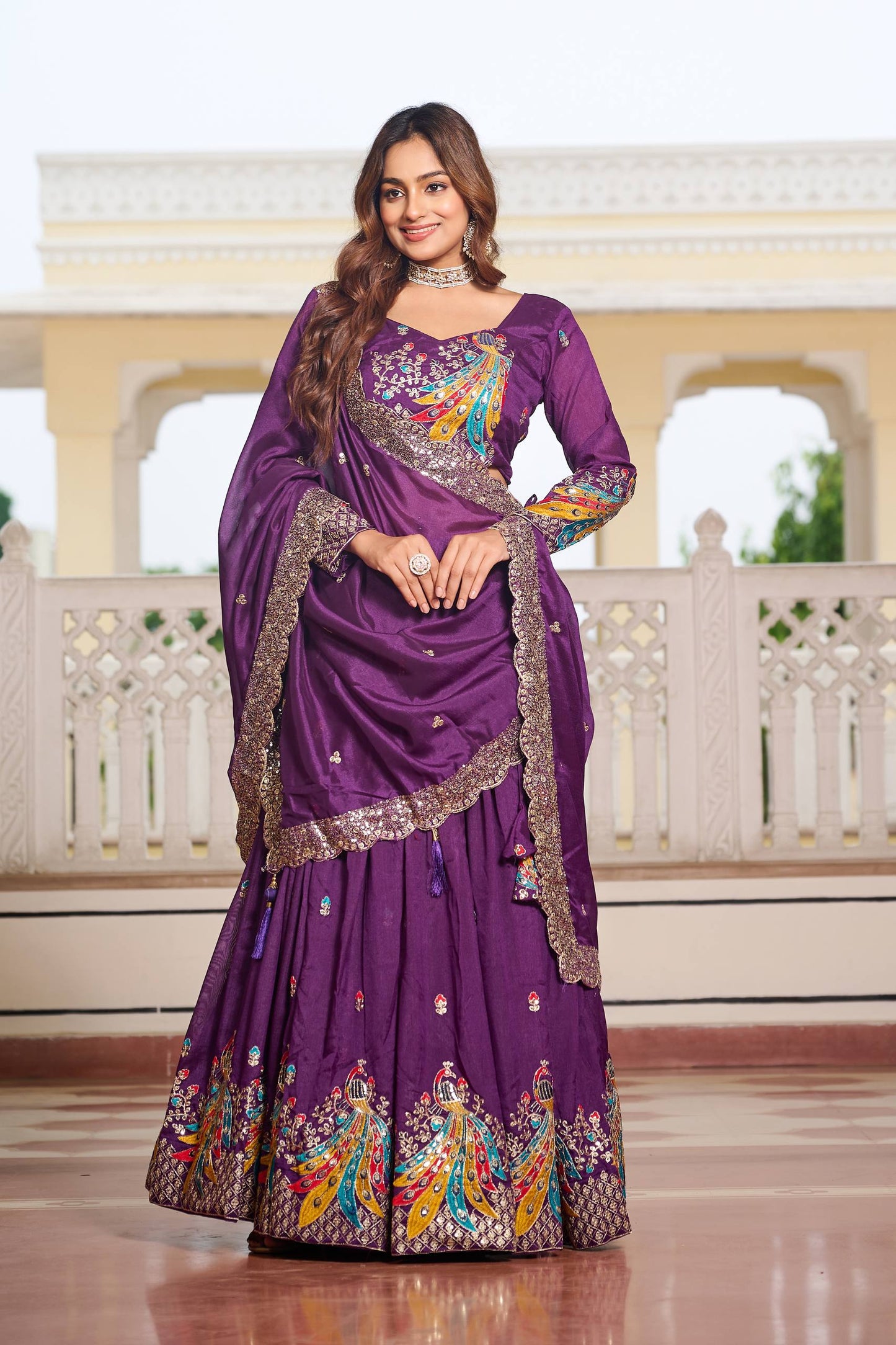 Naira’s Regal Aura Heavy Embroidery Sequence & Thred Work Lehenga Choli