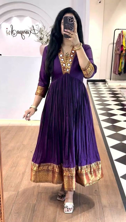 Golden Hour Glamour: Handcrafted Mirror Neckline Gown