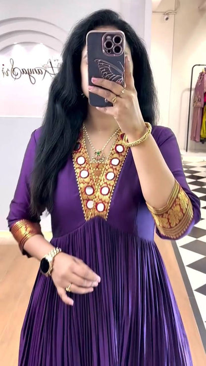 Golden Hour Glamour: Handcrafted Mirror Neckline Gown