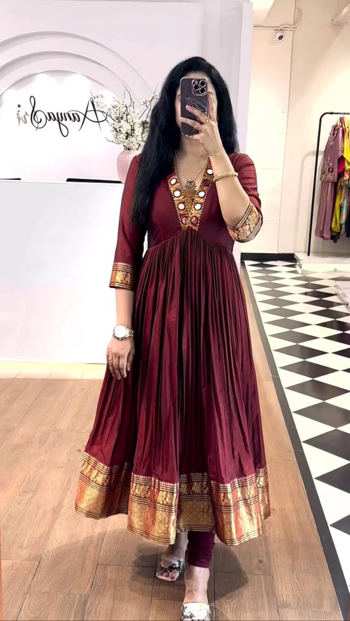 Golden Hour Glamour: Handcrafted Mirror Neckline Gown