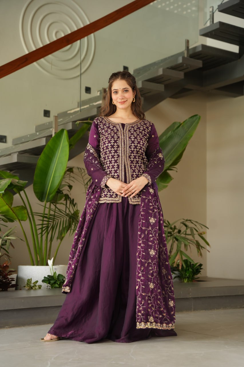 Amaira Rich Beads Embroidered Jacket Style Palazzo Suit