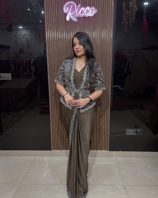 New Fancy Ready To Wear Star Georgette Sequence Work Saree