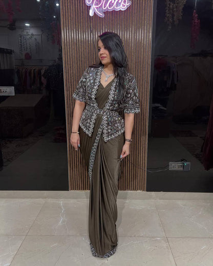 New Fancy Ready To Wear Star Georgette Sequence Work Saree