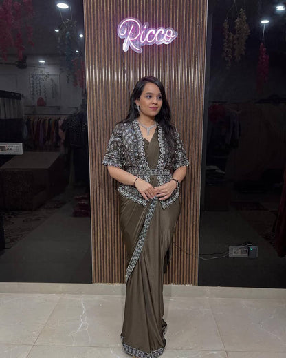 New Fancy Ready To Wear Star Georgette Sequence Work Saree