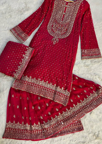 Sharvee Leher Georgette Sharara Set