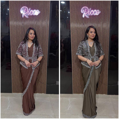 New Fancy Ready To Wear Star Georgette Sequence Work Saree