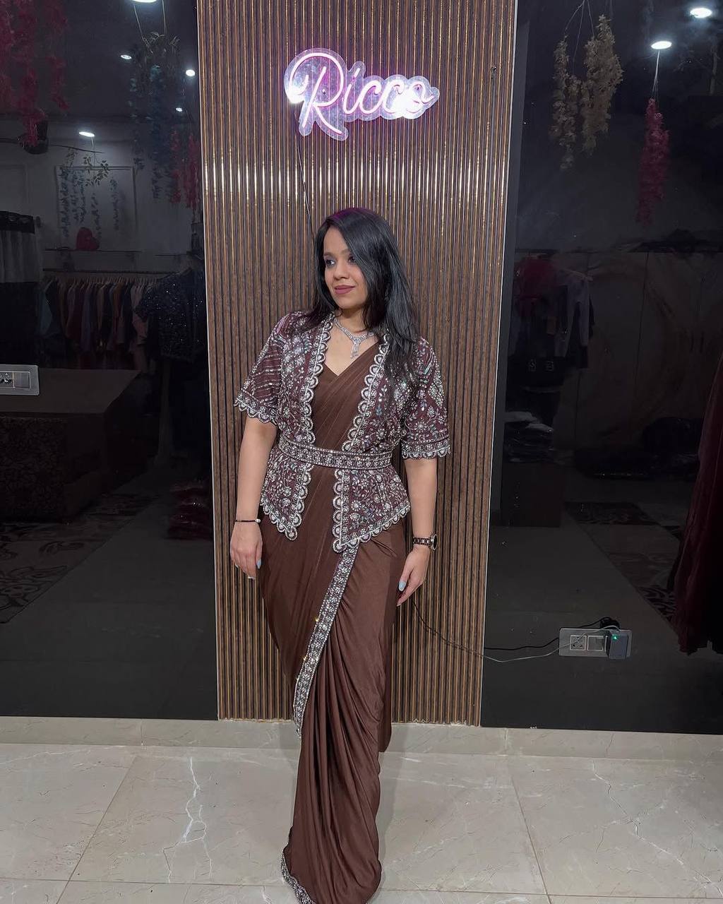 New Fancy Ready To Wear Star Georgette Sequence Work Saree