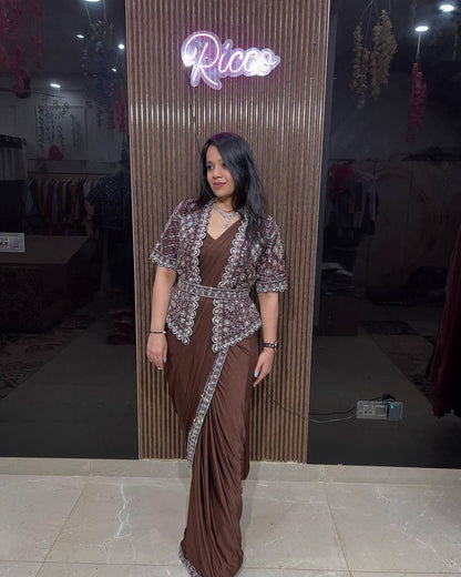 New Fancy Ready To Wear Star Georgette Sequence Work Saree