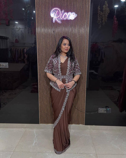 New Fancy Ready To Wear Star Georgette Sequence Work Saree