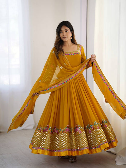 Riwaayat Mustard Designer Party Wear Gown