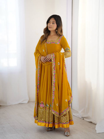 Riwaayat Mustard Designer Party Wear Gown