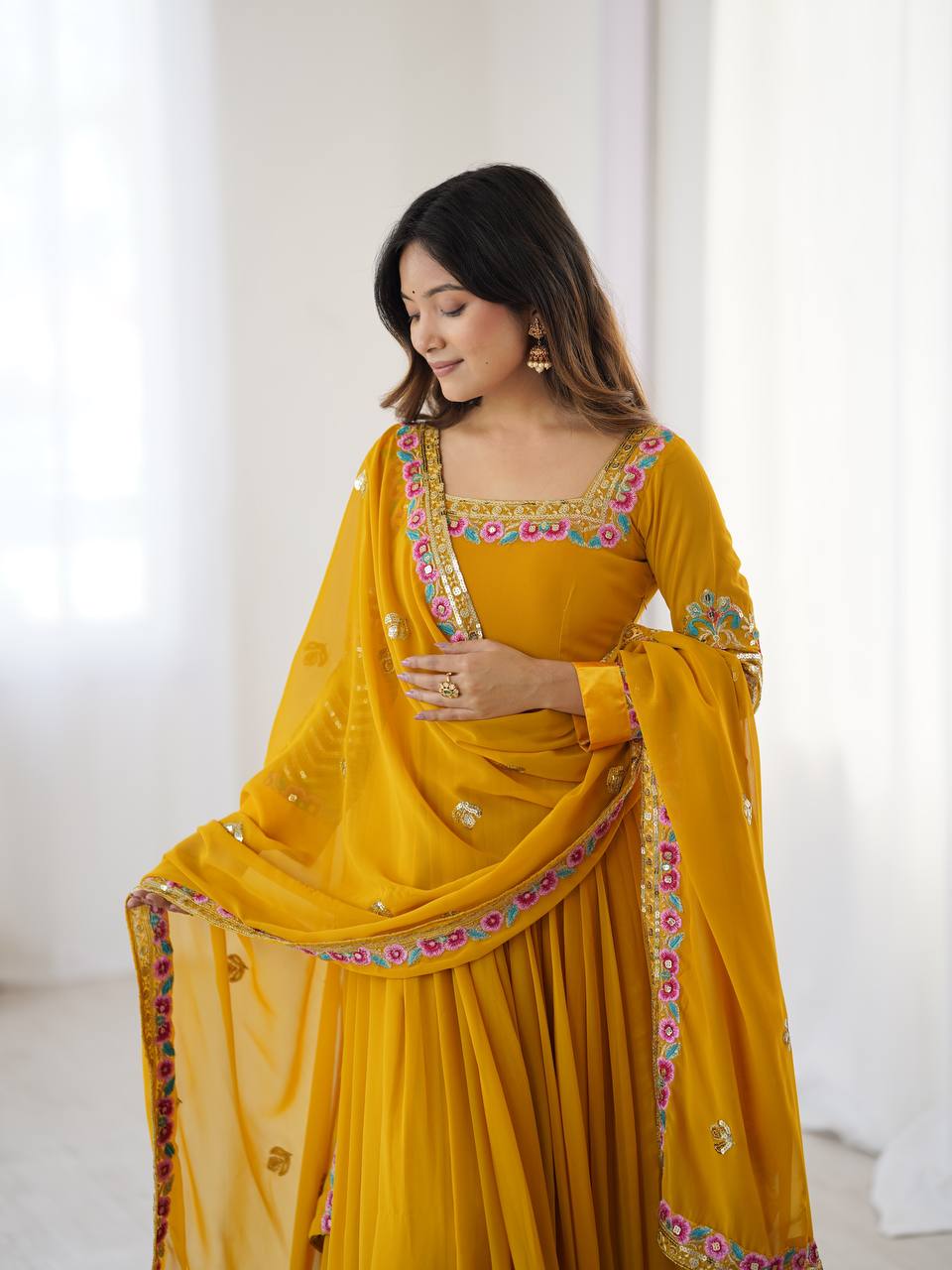 Riwaayat Mustard Designer Party Wear Gown