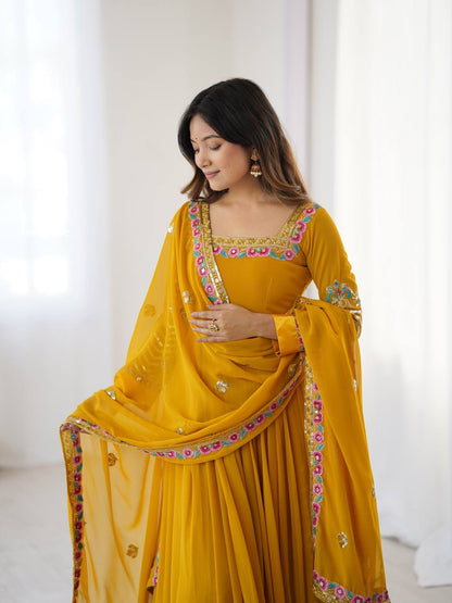 Riwaayat Mustard Designer Party Wear Gown