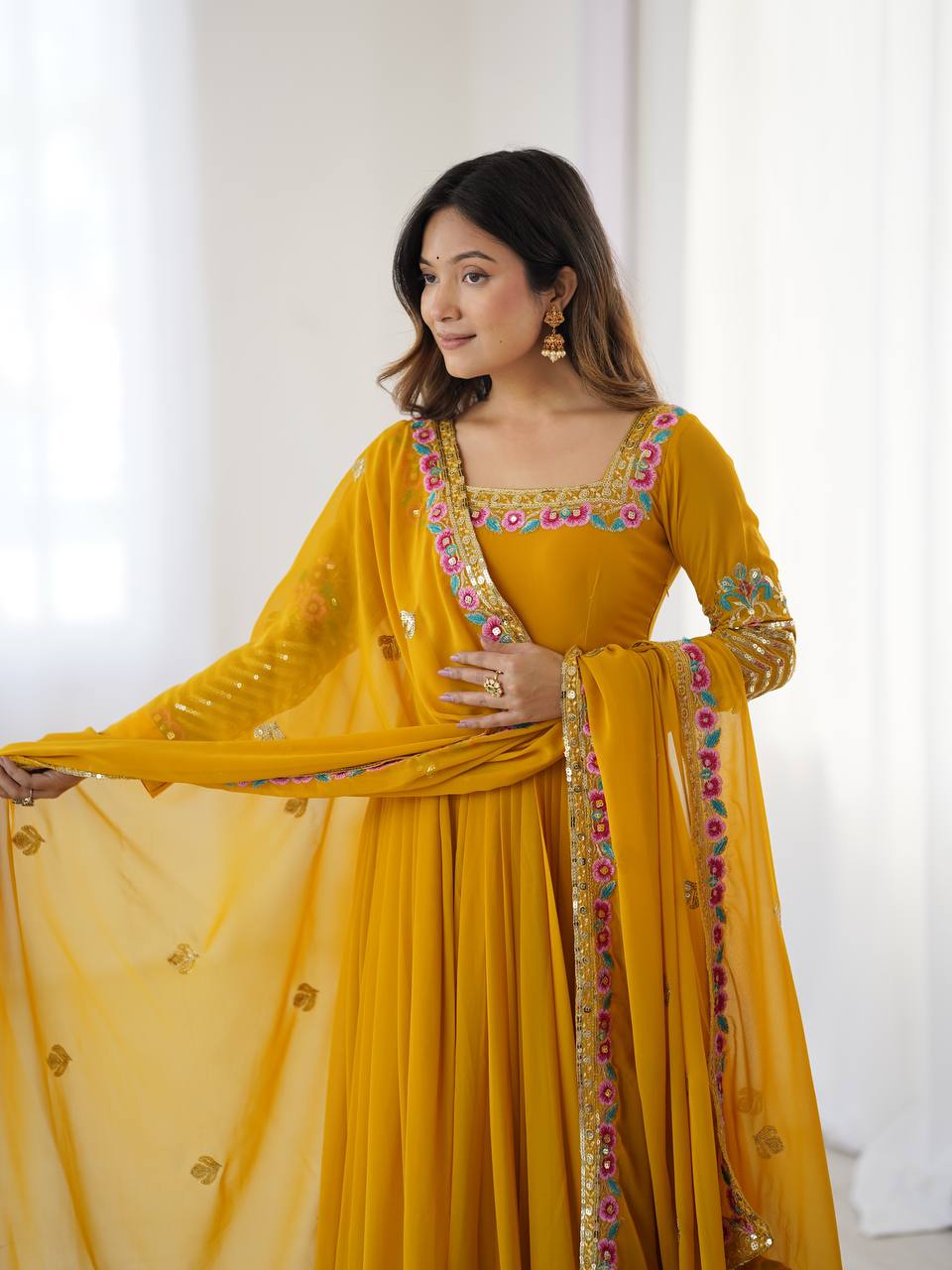Riwaayat Mustard Designer Party Wear Gown