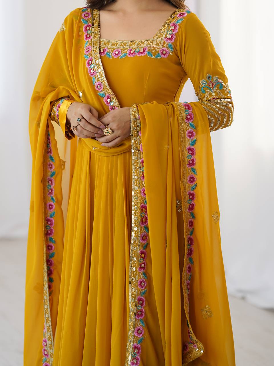 Riwaayat Mustard Designer Party Wear Gown