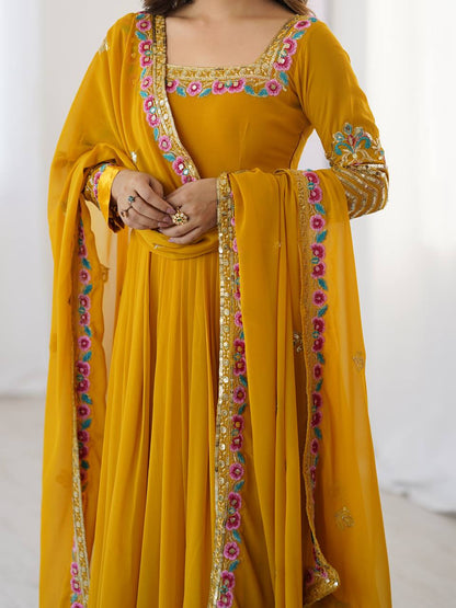 Riwaayat Mustard Designer Party Wear Gown