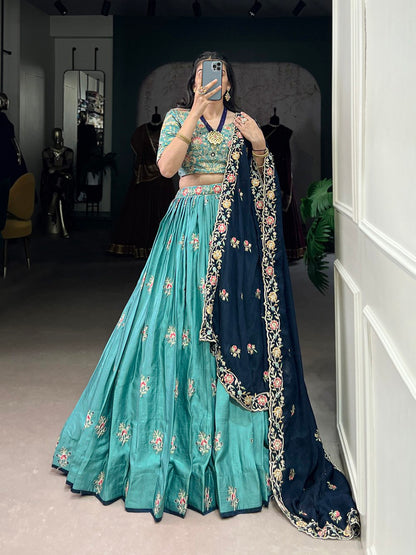 Sky Blue Lehenga choli With Multicolor Thread Embroidery