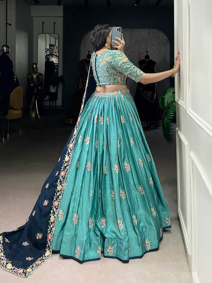 Sky Blue Lehenga choli With Multicolor Thread Embroidery