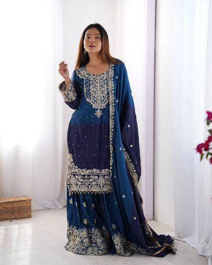 Aarnica Chinon silk Designer Party Wear Sharara