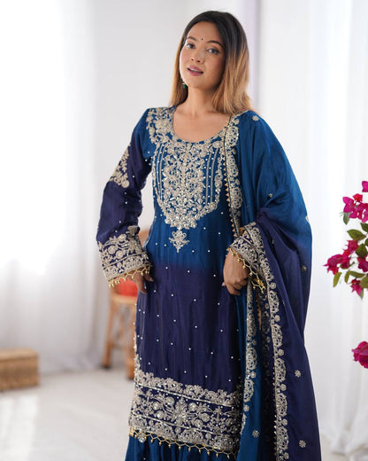 Aarnica Chinon silk Designer Party Wear Sharara